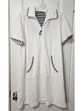 Jasmine Rose | White Zip‑Front Lounge Dress | Medium | GUC